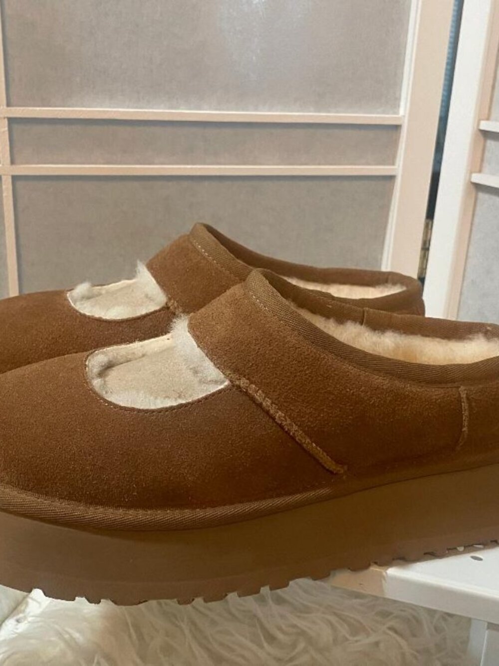 UGG BEA Mary Jane Women's Size 8 Chestnut Suede Platform Slippers NEW! Cute! - Picture 2 of 11